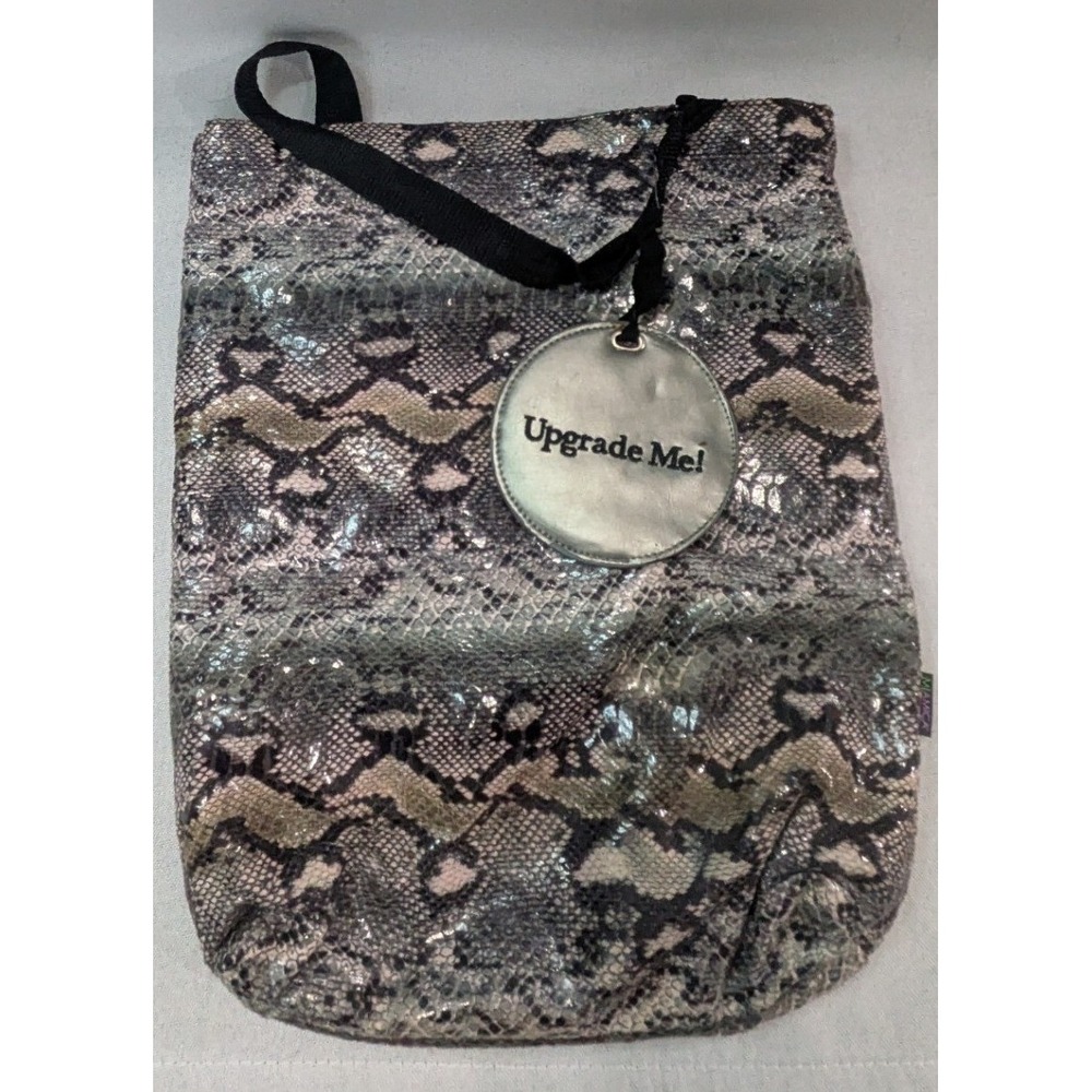 Miamica Tote Bag Women Medium Grey Snakeskin Print Excellent Foldable Travel Bag